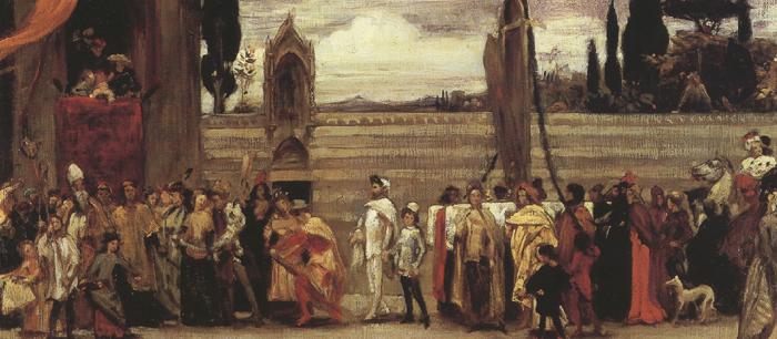 Frederic,lord leighton,p.r.a.,r.w.s A Colour Sketch for Cimabue's Celebrated Madonna is Carried in Procession throuth the Streests of Florence' (mk37) oil painting image